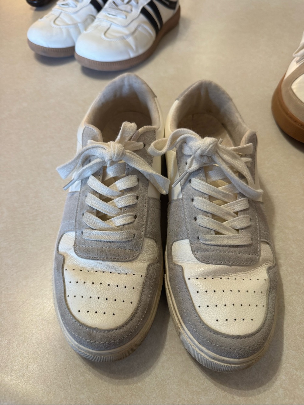 Women's Neutral White and Light Gray Casual Flats